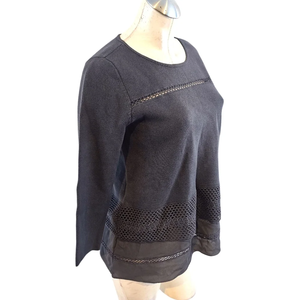 LOFT Size MP Gray Knit Top Sweater